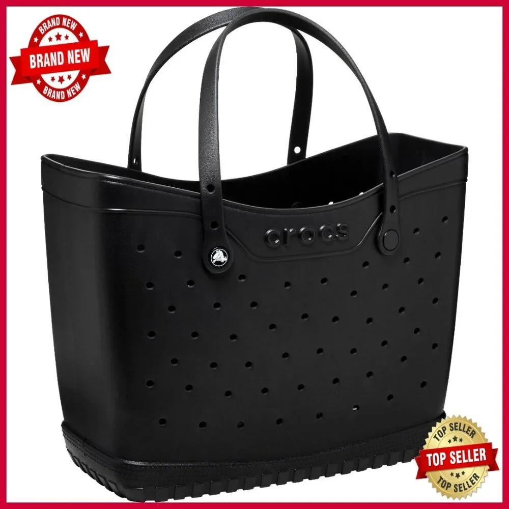 Large Durable Tote Bag with Jibbitz Charm Holes, Soft Straps, Washable